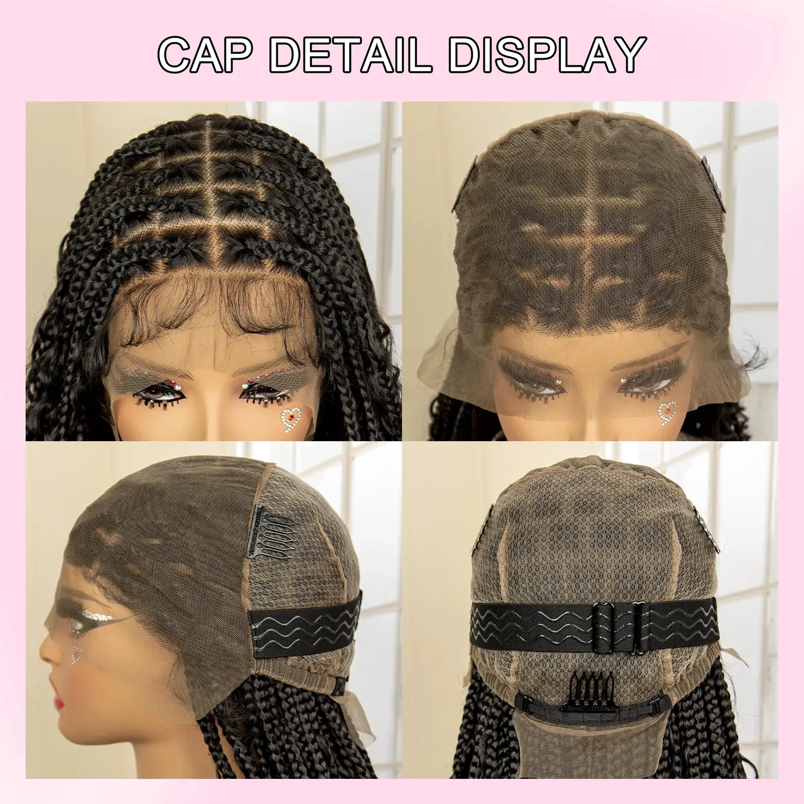 36 Inches Long Boho Braided Wigs with Baby Hair Synthetic Full Lace Knotless