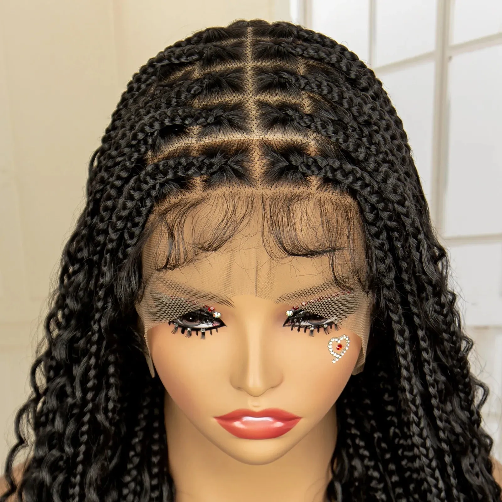 36 Inches Long Boho Braided Wigs with Baby Hair Synthetic Full Lace Knotless