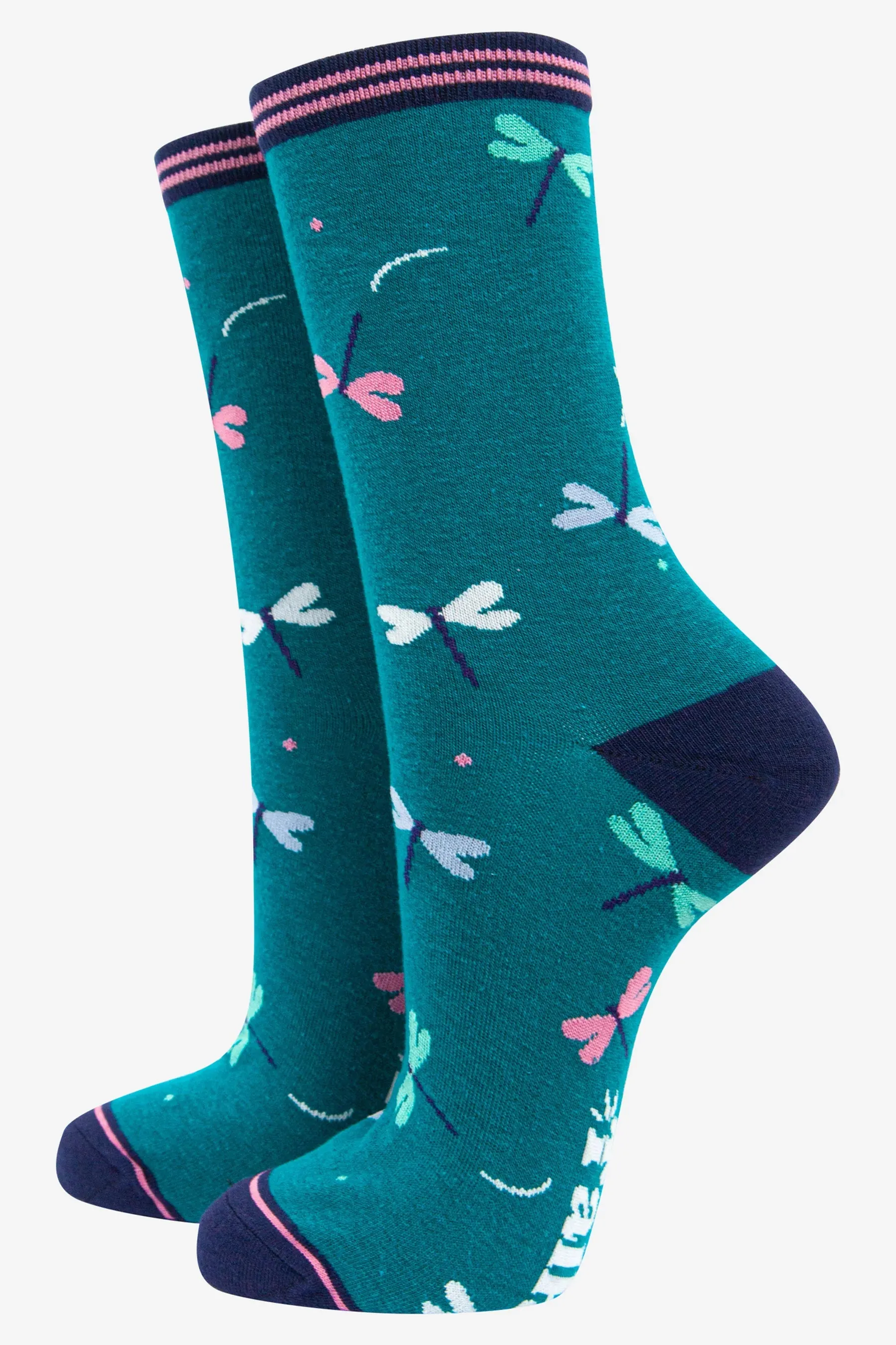 4483DRFTE Dragonfly Teal Bamboo Socks