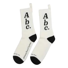 Premium White Selenite Socks, Size 123, in ABC Pattern