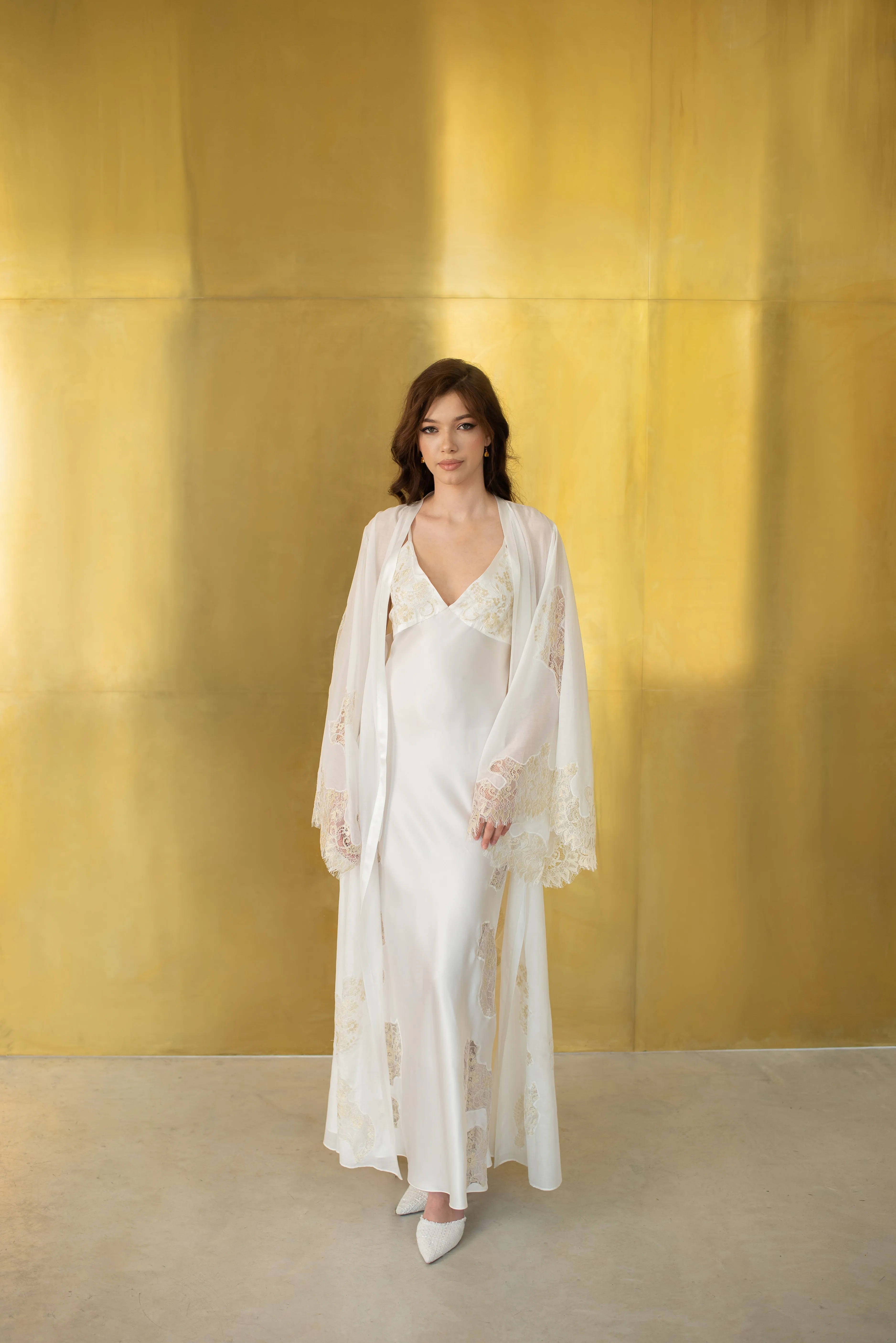 Adeline Silk Robe and Nightgown Set