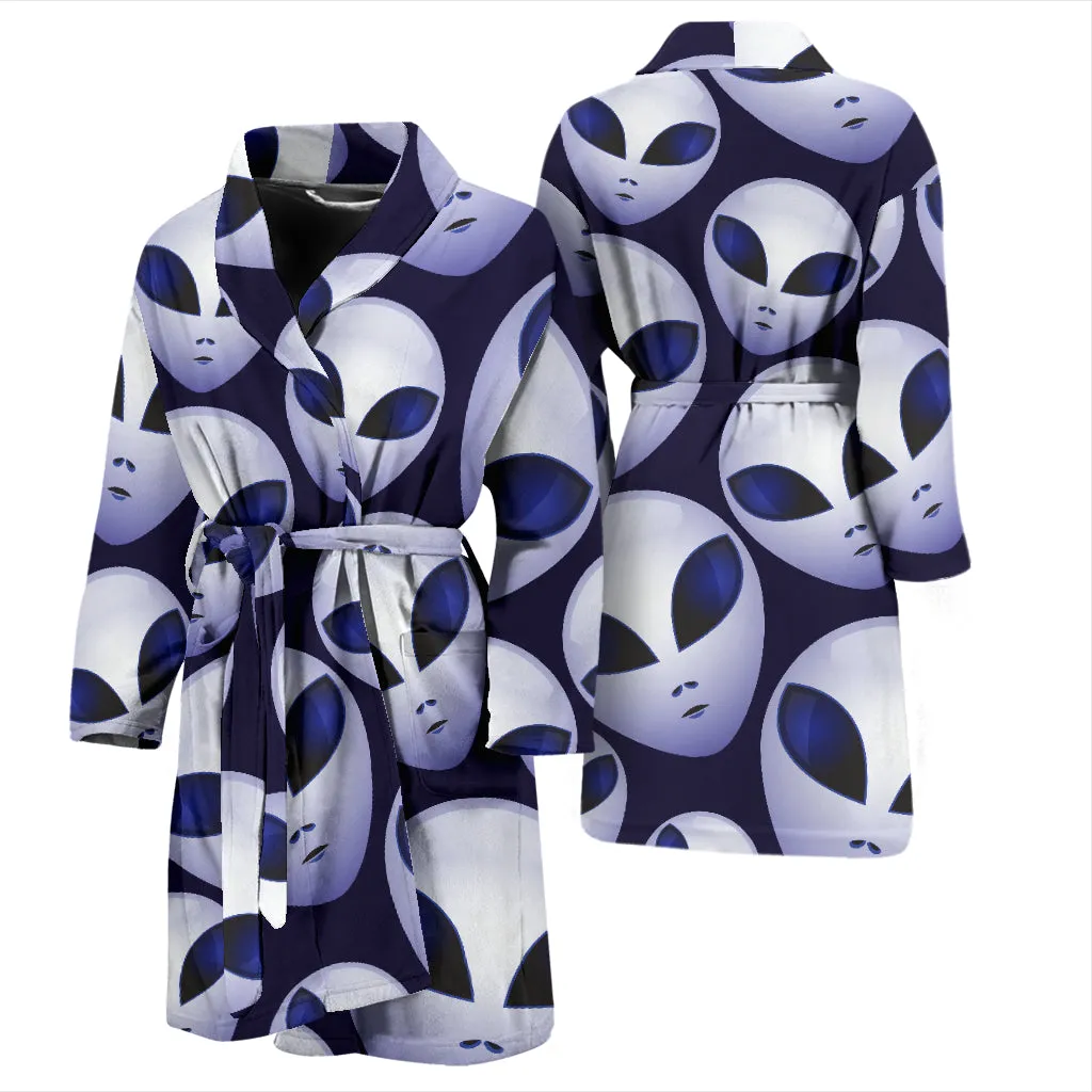 Alien Pattern Print Design 01 Men's Bathrobe