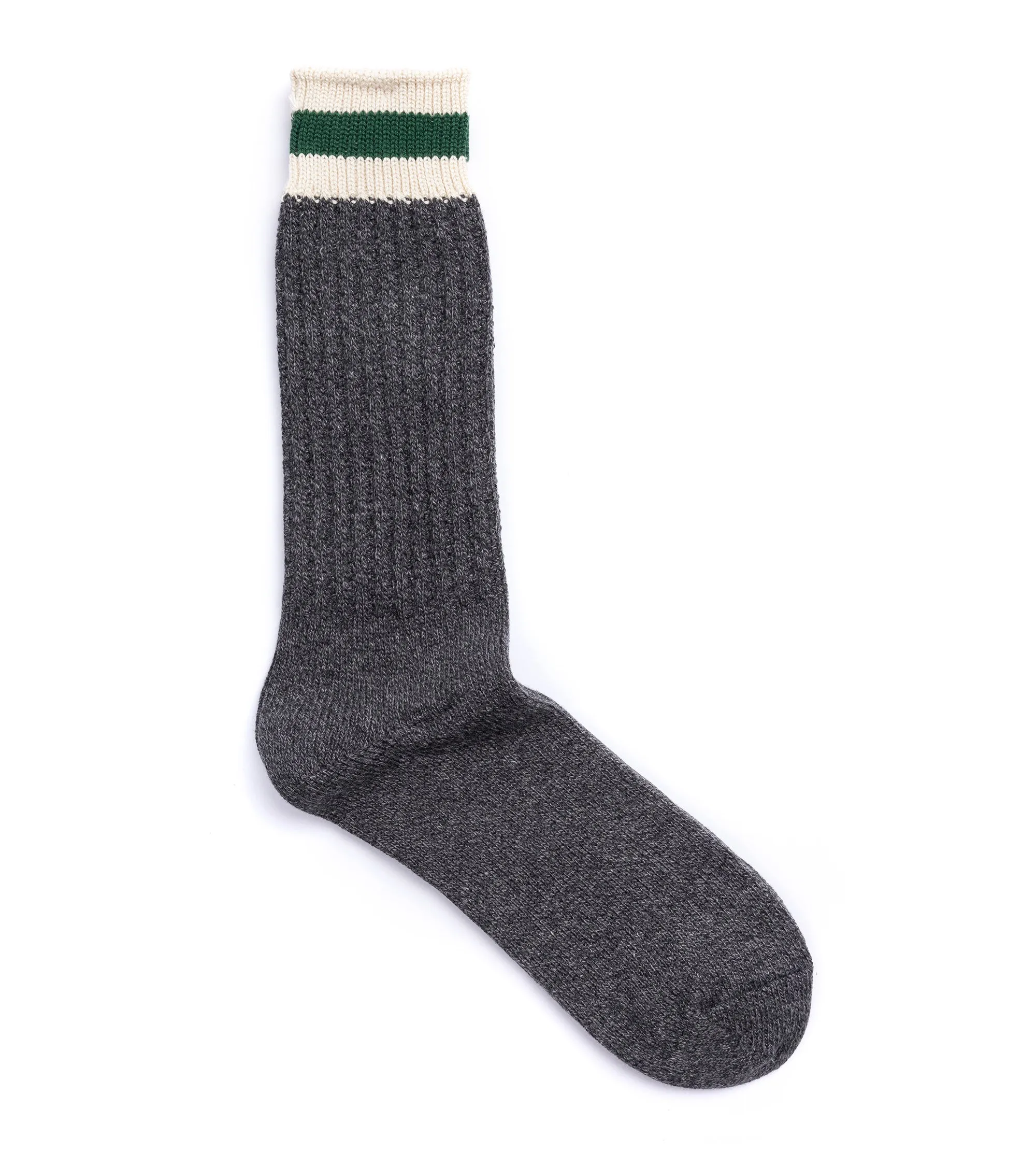 Anonymous Ism Tuck Cuff Striped Crew Socks: Charcoal