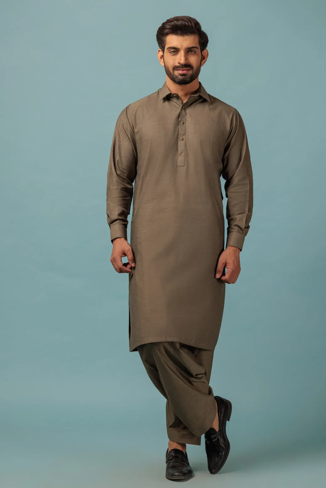 ARMY-YARN DYED-KURTA SHALWAR - (KSRW23-007) BIN 60 M8