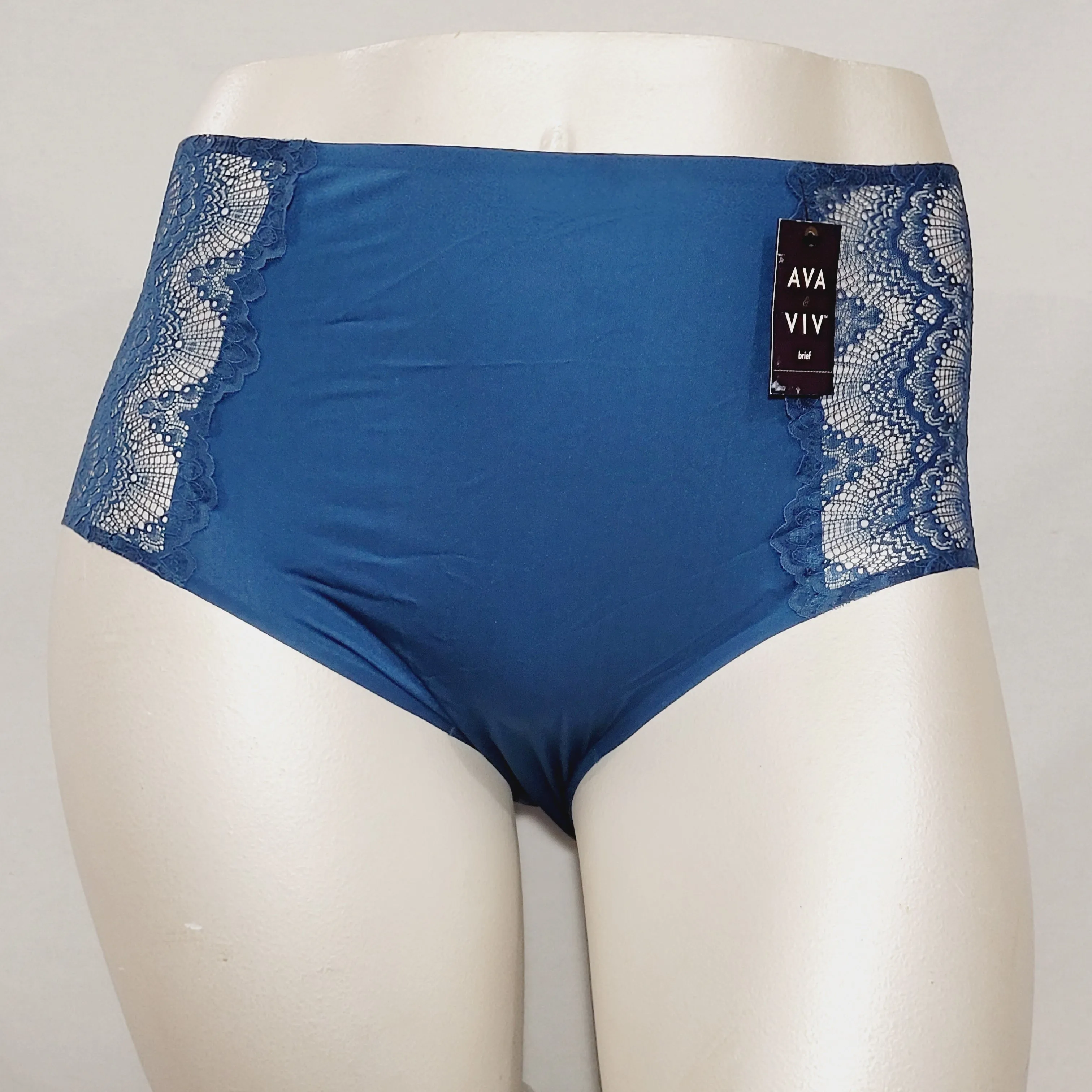 Ava & Viv High Waist Bonded Briefs with Lace 3X Deep Teal