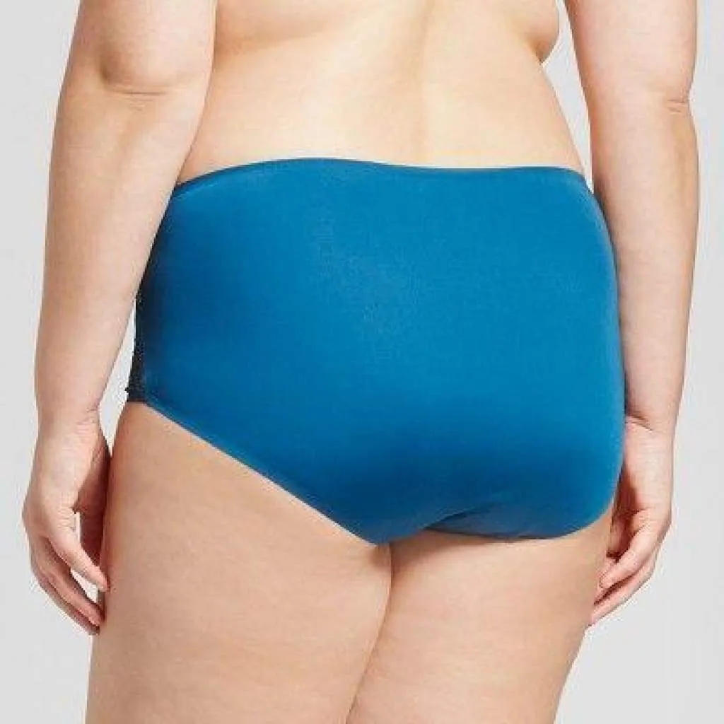 Ava & Viv High Waist Bonded Briefs with Lace 3X Deep Teal