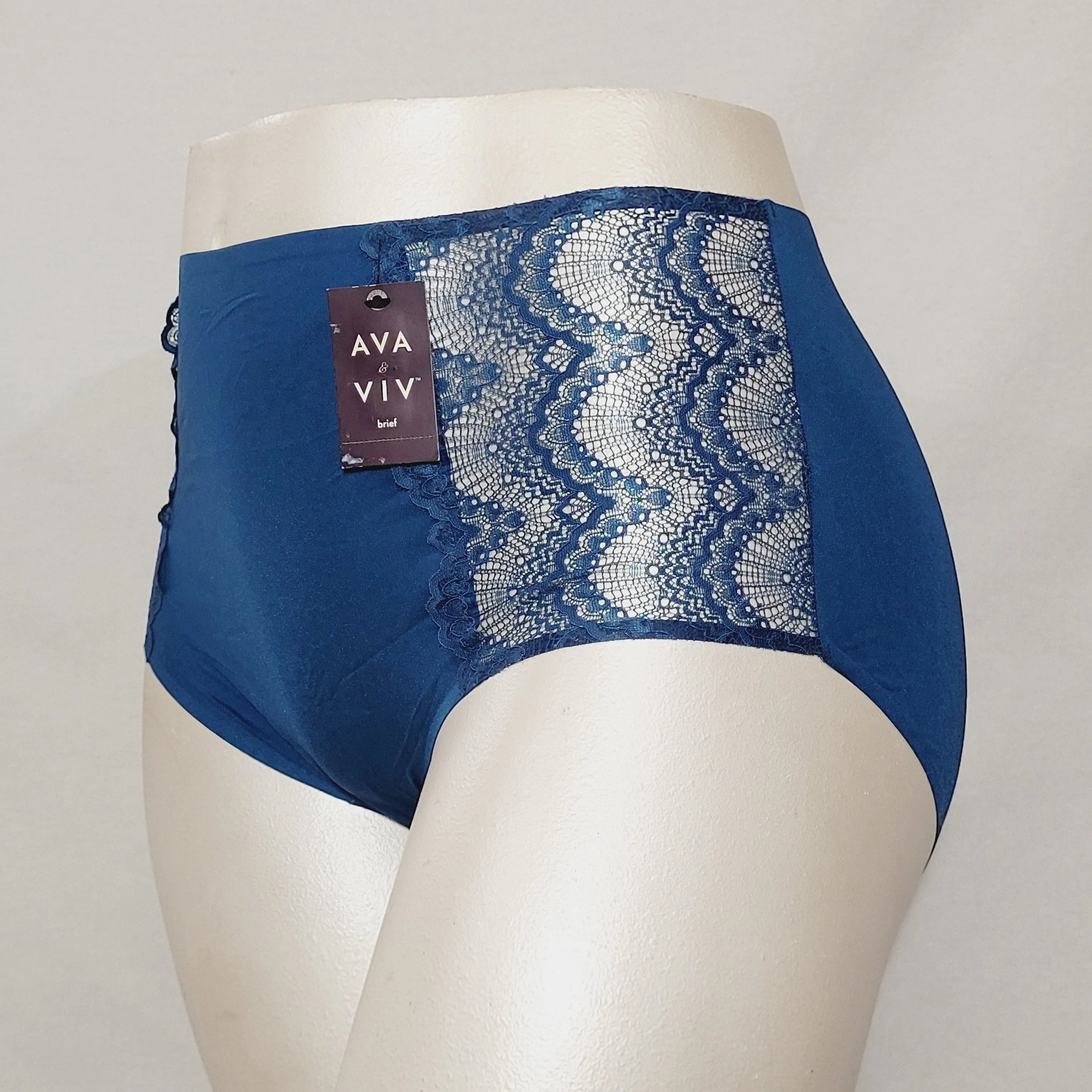 Ava & Viv High Waist Bonded Briefs with Lace 3X Deep Teal