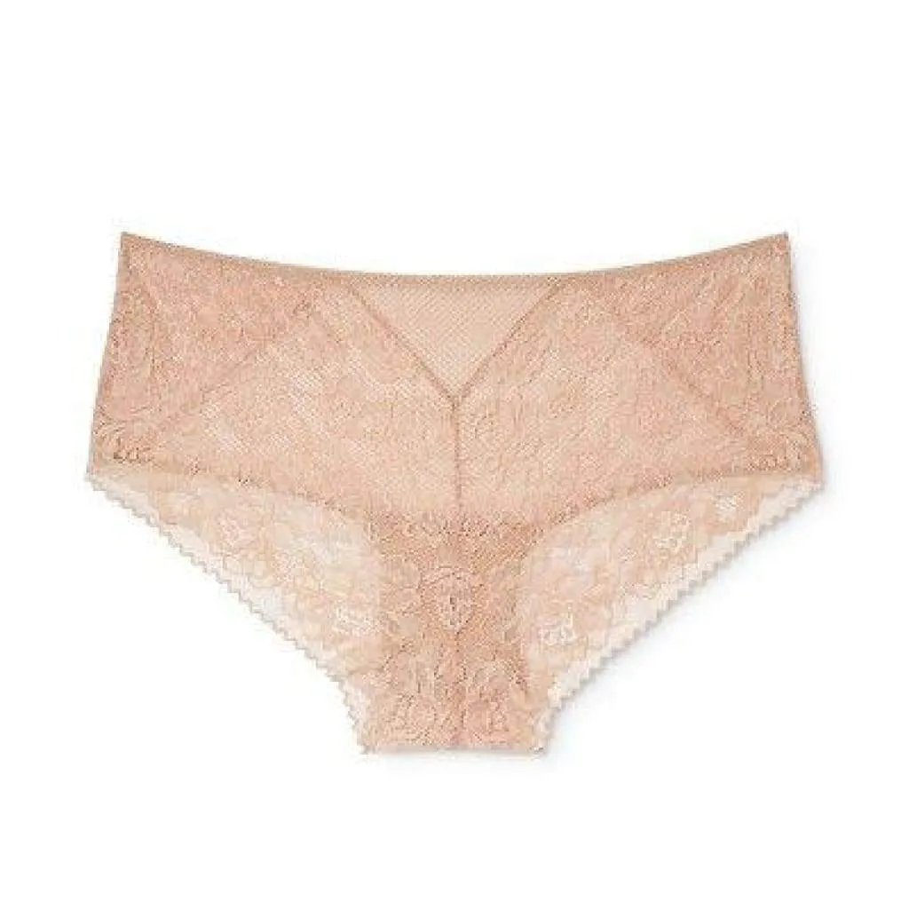 Ava & Viv Plus Size Semi Sheer Lace Hipster 3X Honey Beige