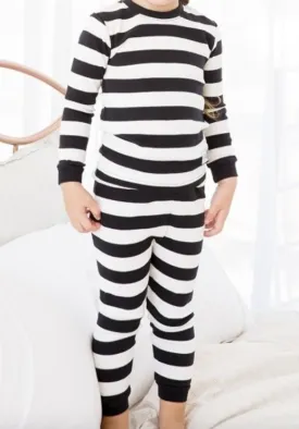 Basic Kids Striped Pajamas in Black/White
