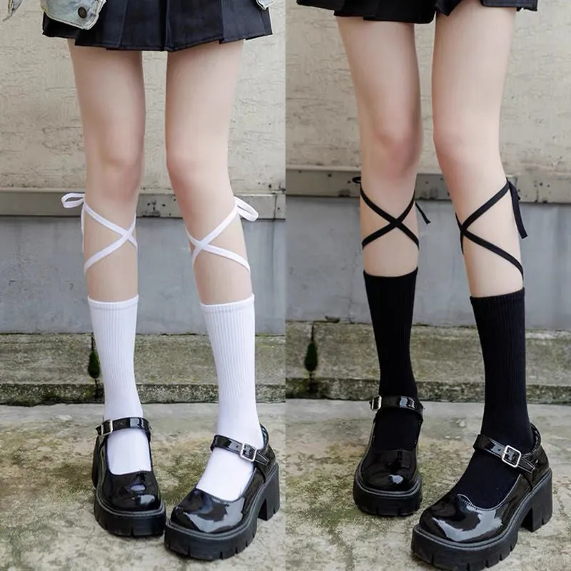 BerriesJam - 2024 Summer JK Mid-barrel  College Style Strap Socks