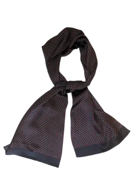 Black Red small flower 100% Silk Scarf 157 x 27 cm