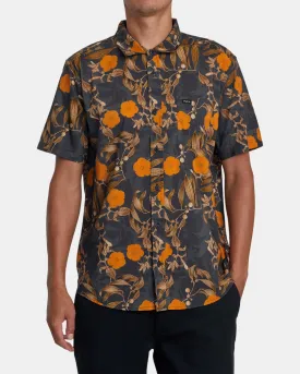 Botanical Short Sleeve Woven Shirt - Black
