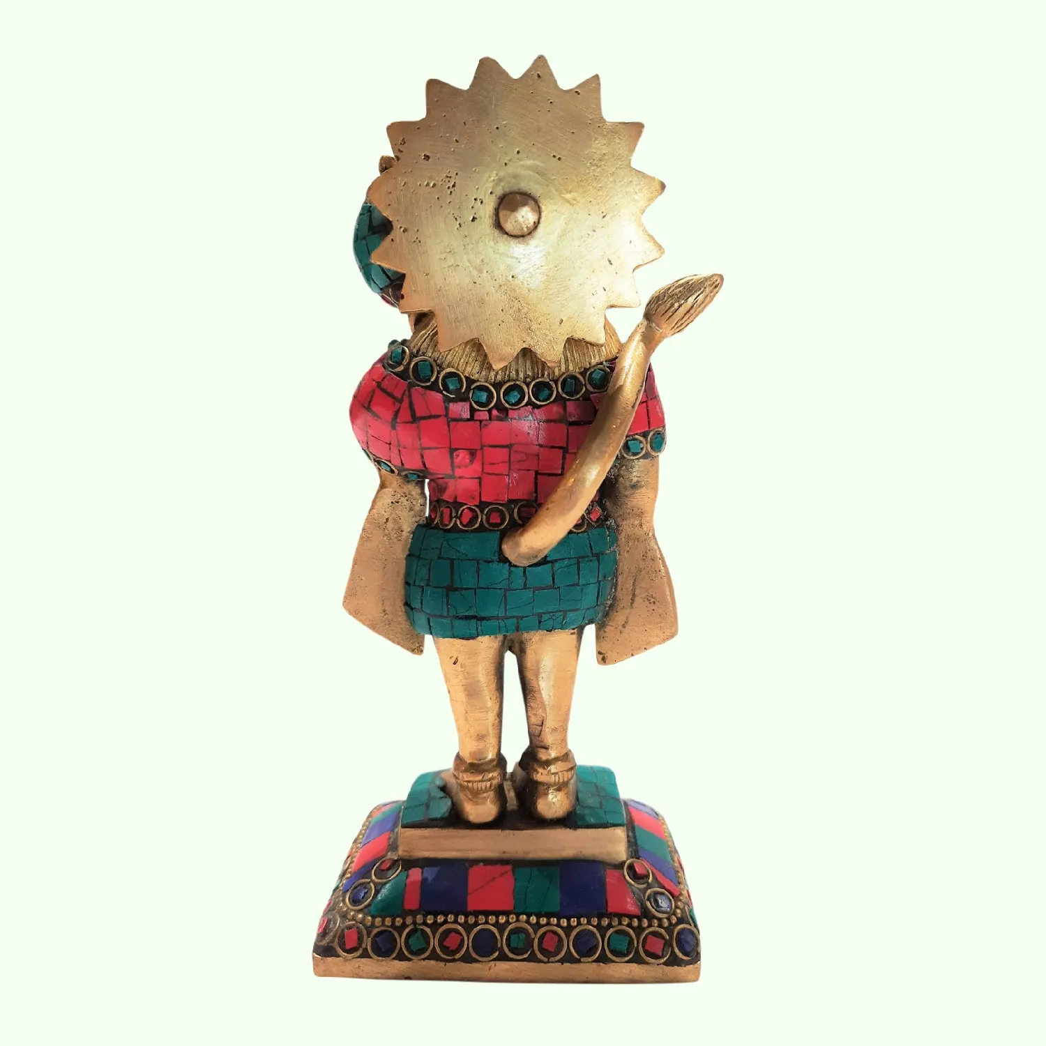 Brass Standing Hanuman with Stonework 6.5 in