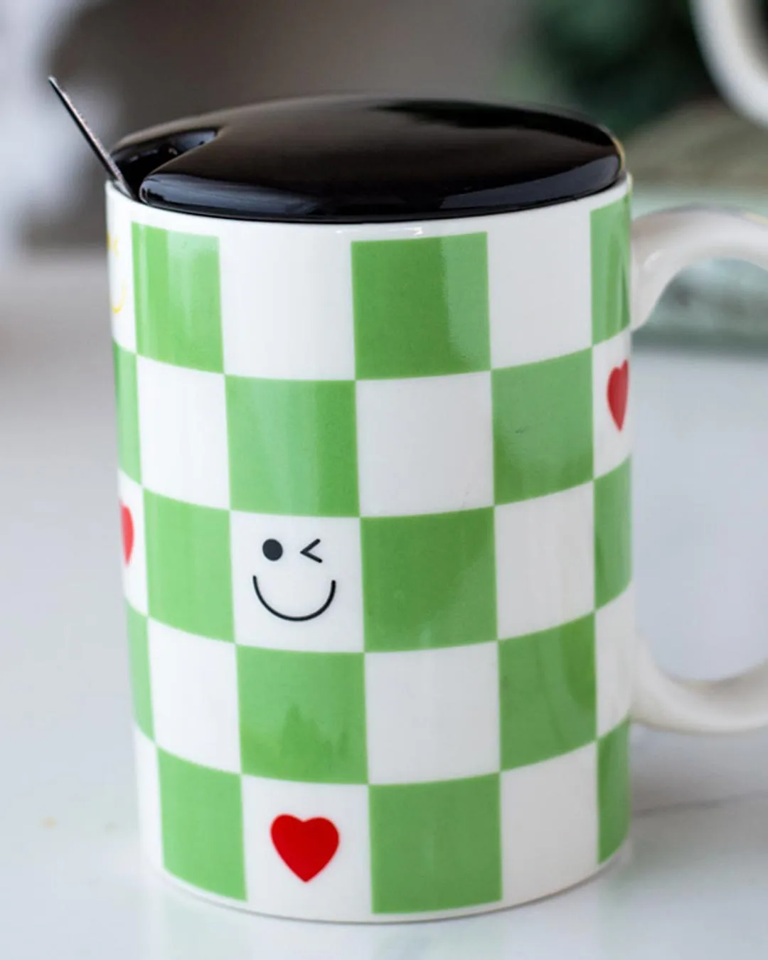 'Checkered' Coffee Mug - Green