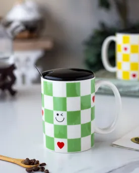 'Checkered' Coffee Mug - Green