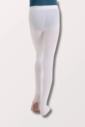 Children's Ultra Soft Self Knit Waistband Transition Tights - White