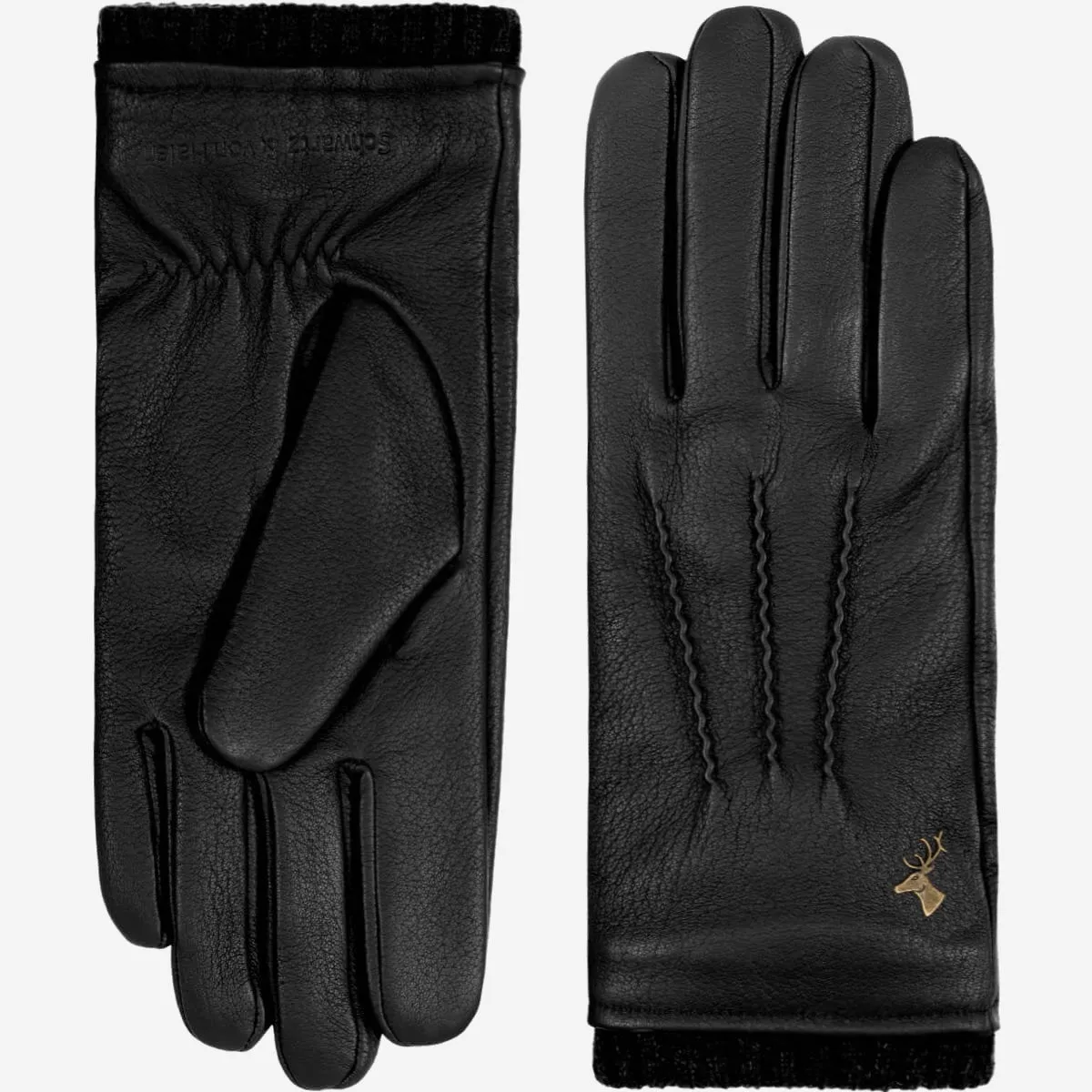 Columbus (black) – luxurious deerskin (American deerskin) leather gloves with warm wool lining