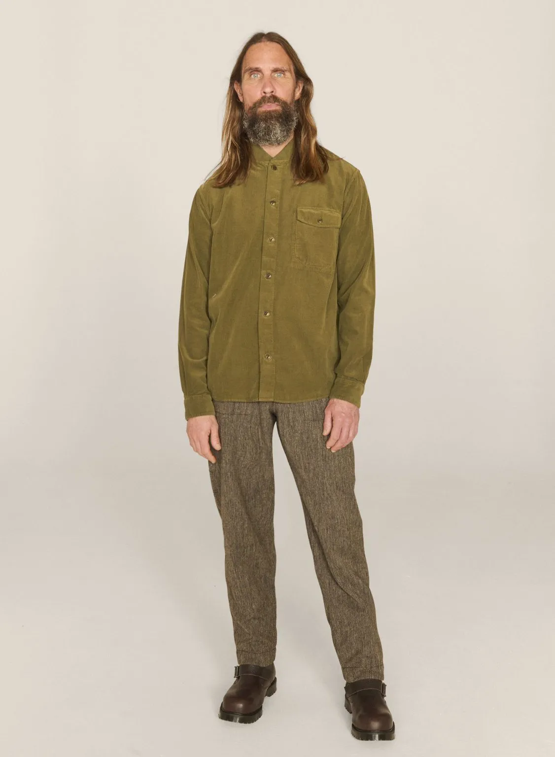 Delinquents Needlecord Organic Cotton Overshirt - Olive