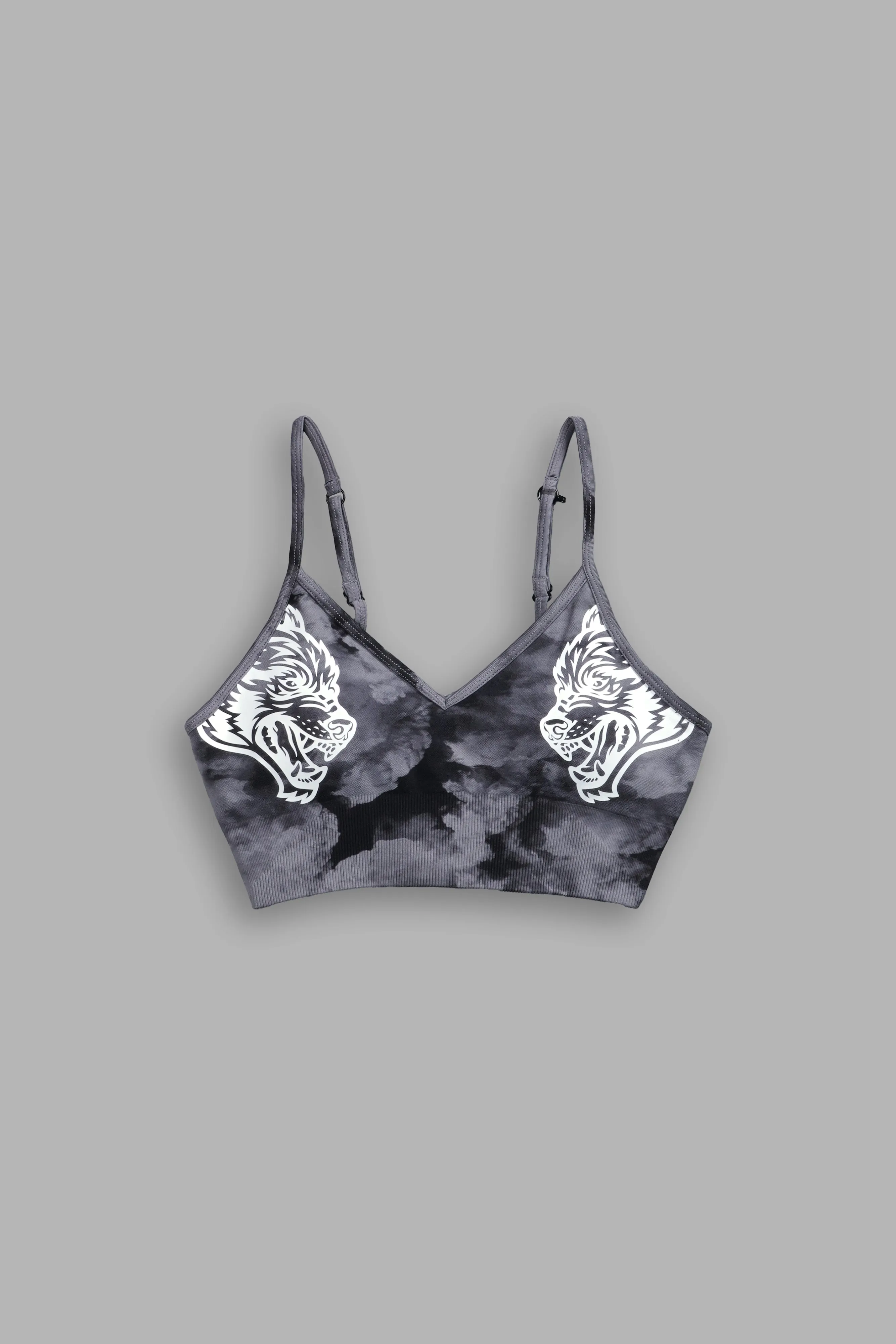 Dual Wolf Chopper "Everson Seamless" Sports Bra in Black Ghost Clouds