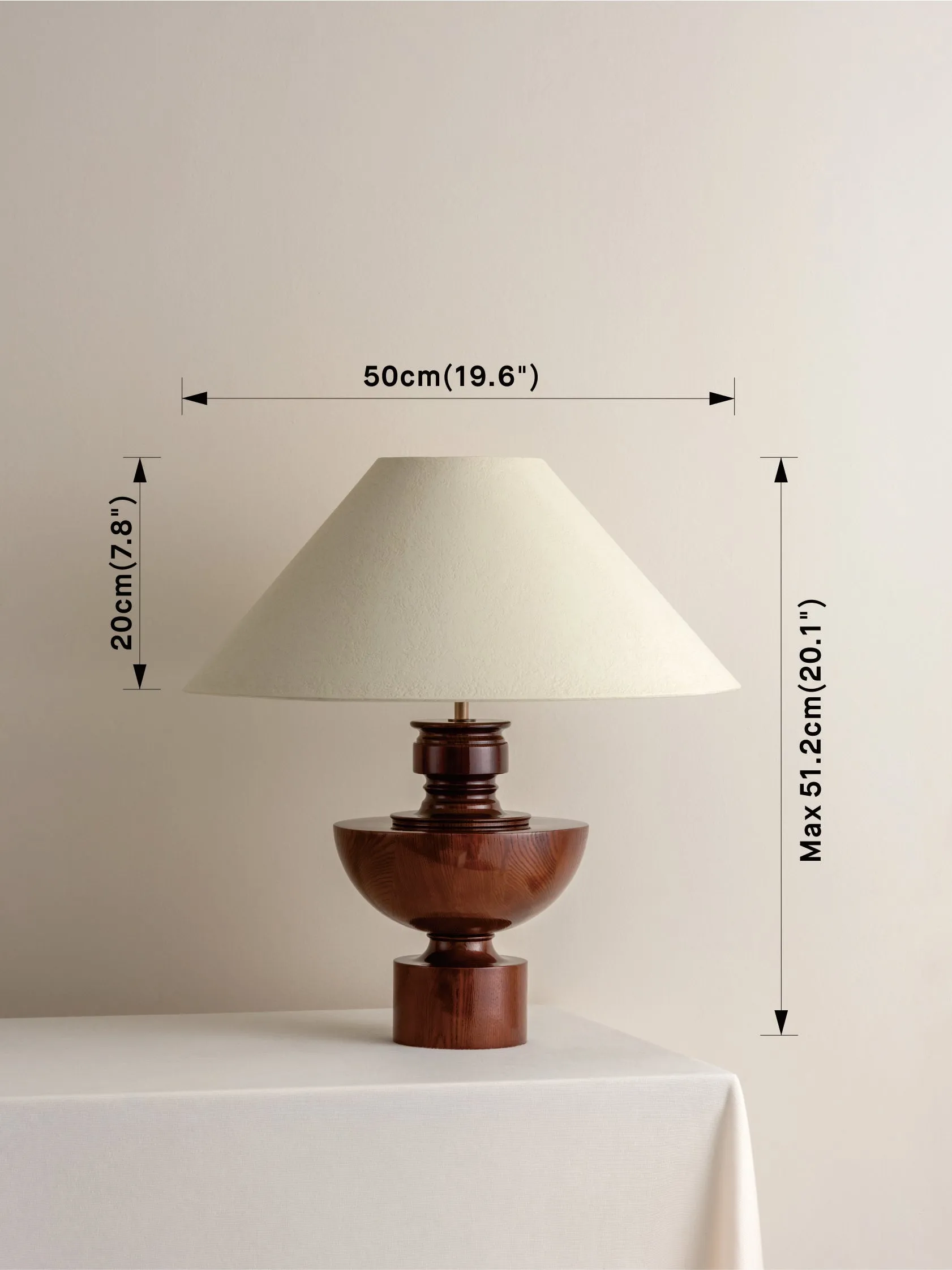 Editions spun wood lamp with   plaster shade