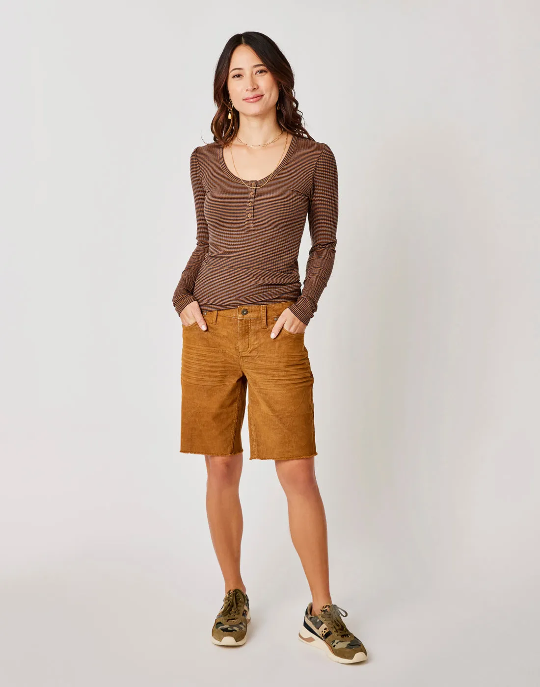 Emma Top: Cocoa Mini Stripe - FINAL SALE