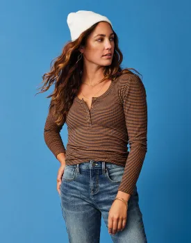 Emma Top: Cocoa Mini Stripe - FINAL SALE