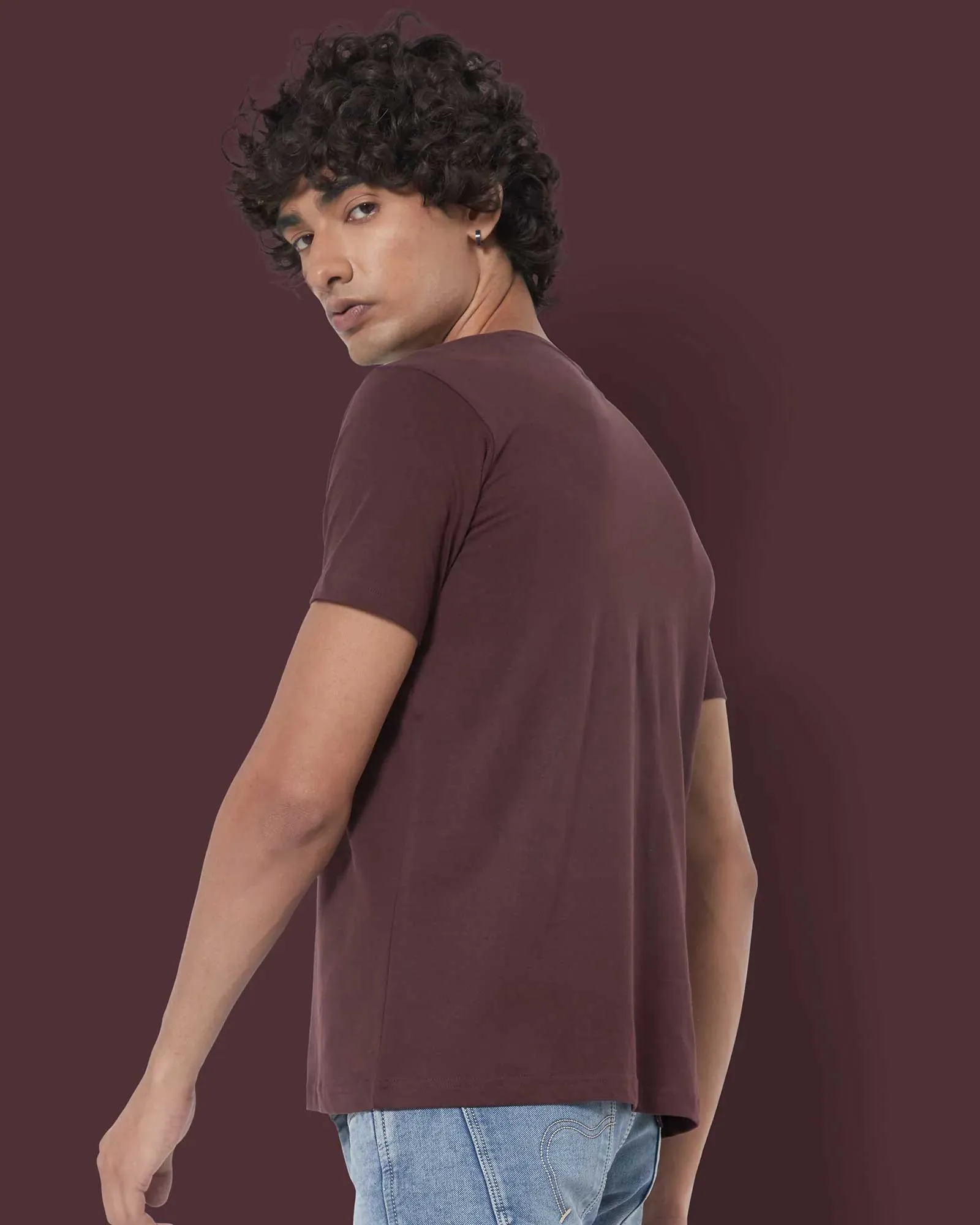 Half Sleeves Henley: Chocolate