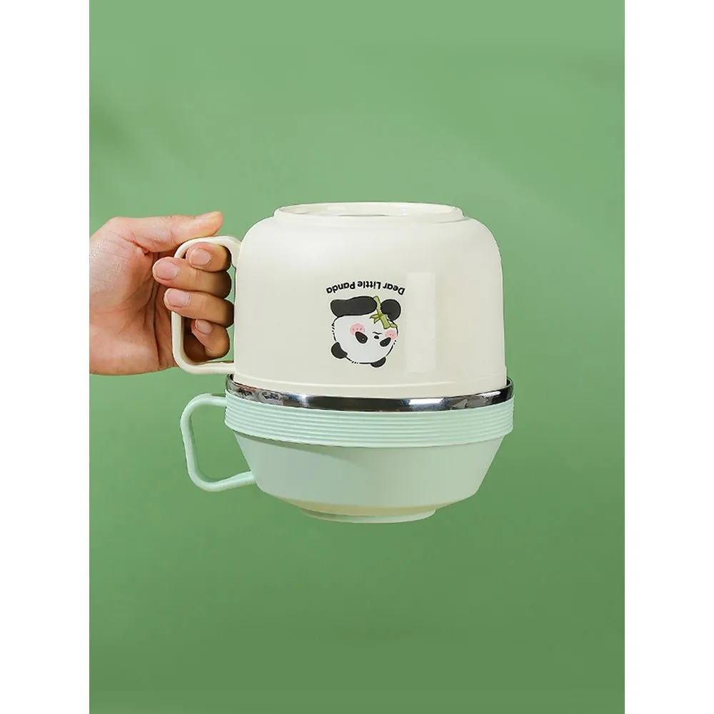 Happy Panda ,Dual Handle Soup and Noodles Lunch Box with matching Cover