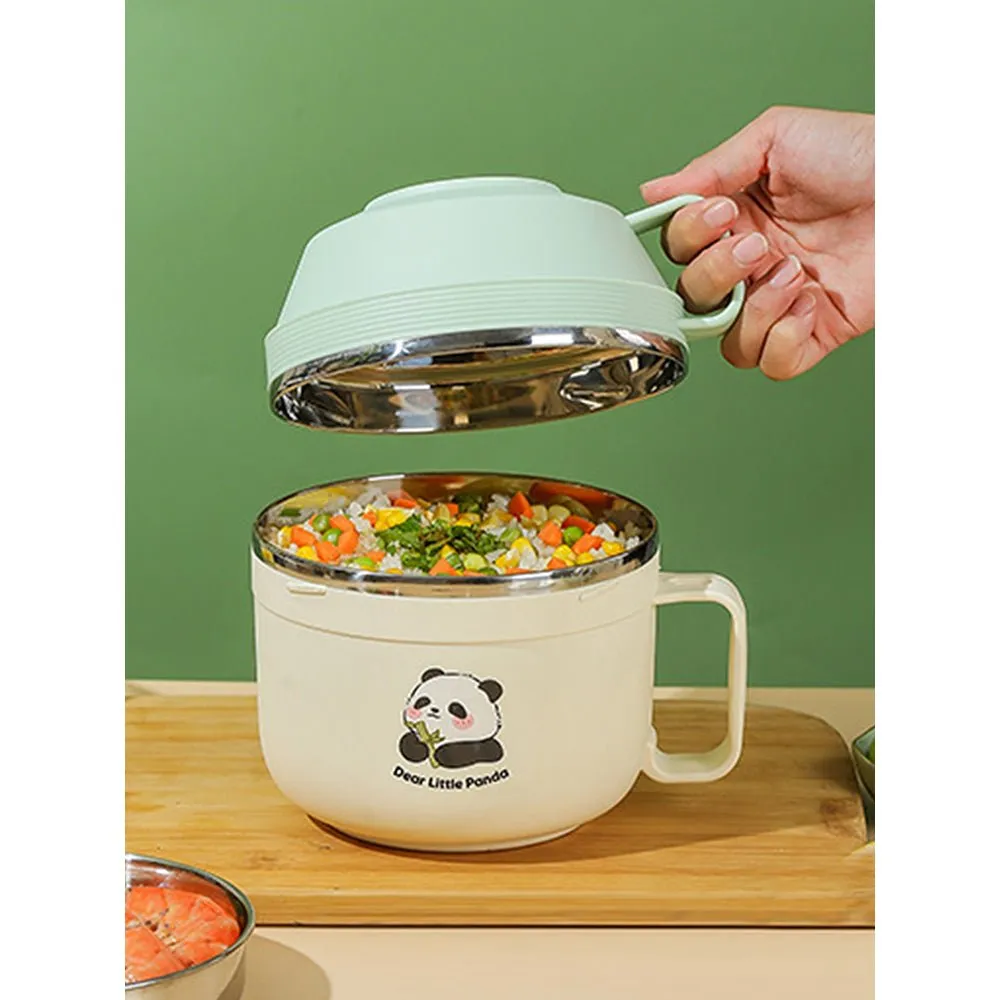 Happy Panda ,Dual Handle Soup and Noodles Lunch Box with matching Cover