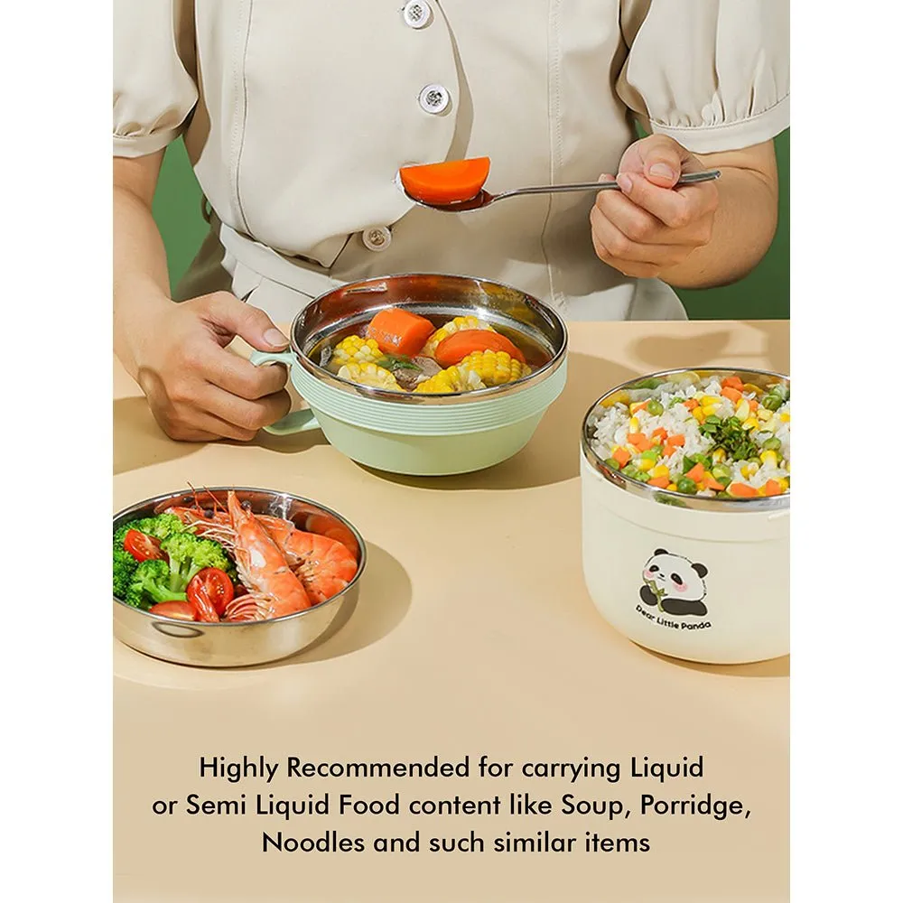 Happy Panda ,Dual Handle Soup and Noodles Lunch Box with matching Cover