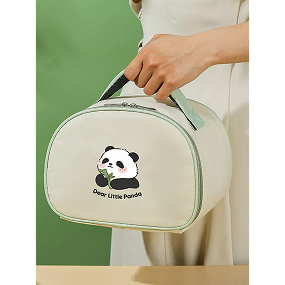 Happy Panda ,Dual Handle Soup and Noodles Lunch Box with matching Cover