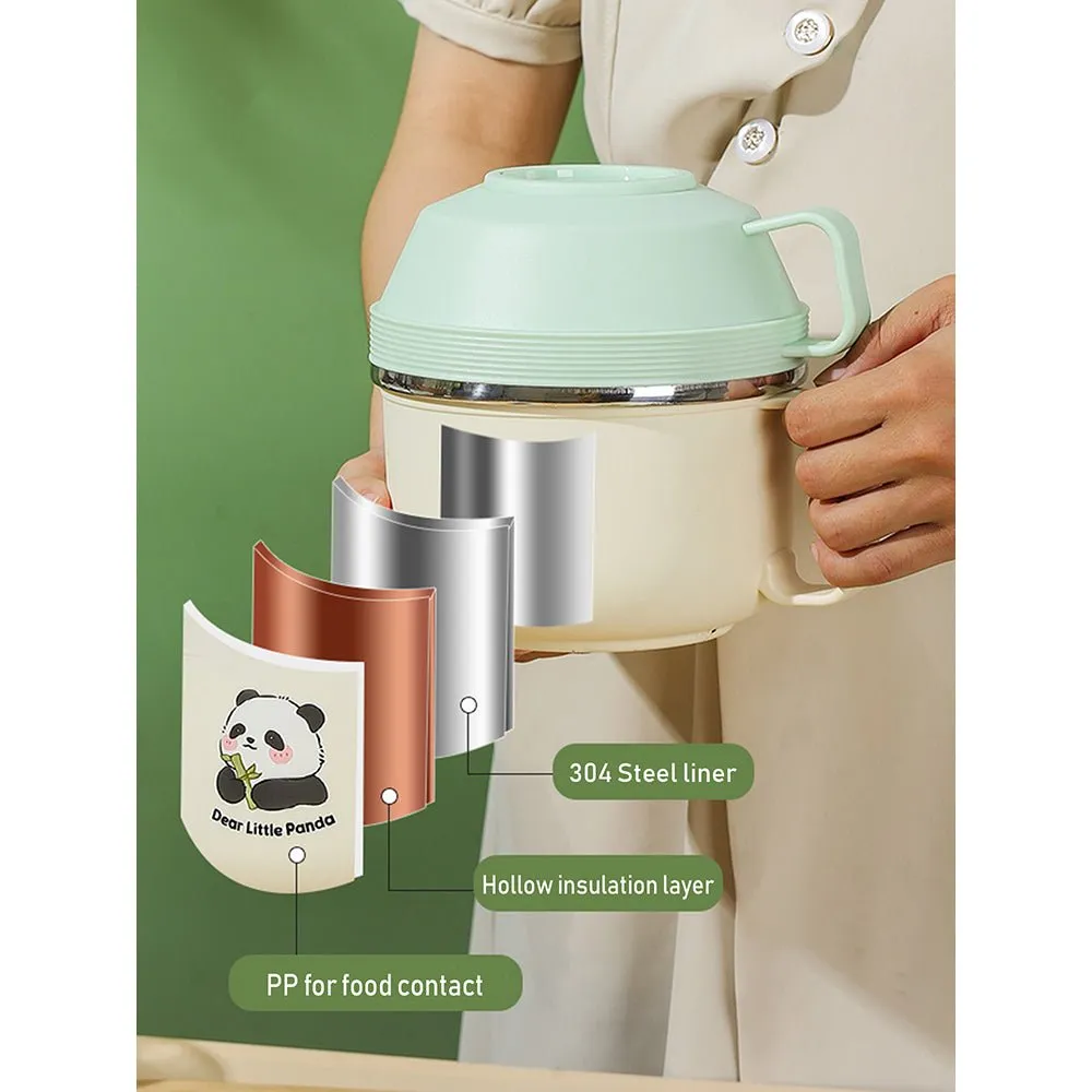 Happy Panda ,Dual Handle Soup and Noodles Lunch Box with matching Cover