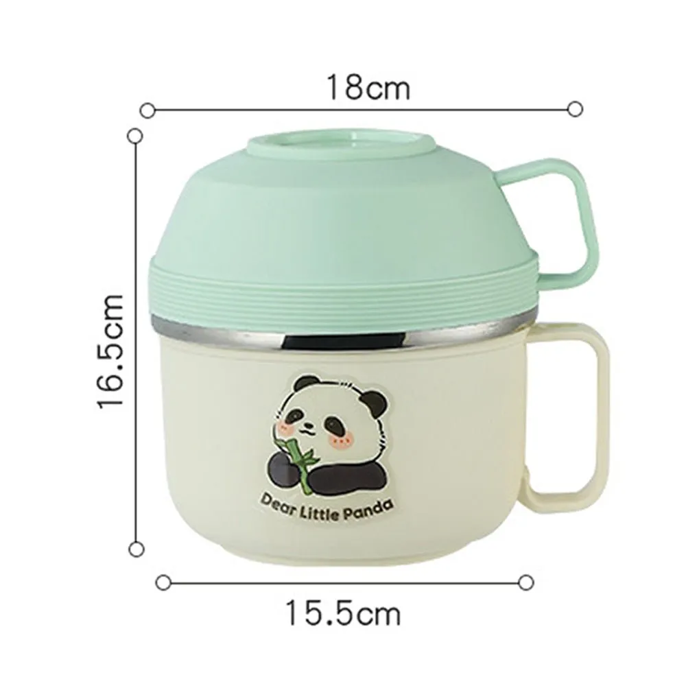 Happy Panda ,Dual Handle Soup and Noodles Lunch Box with matching Cover