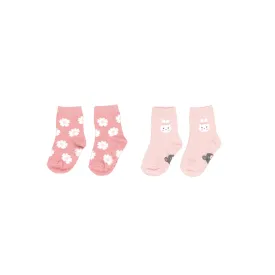 Huxbaby Bunny Flower 2pk Socks - Pink Pearl   Dusty Rose