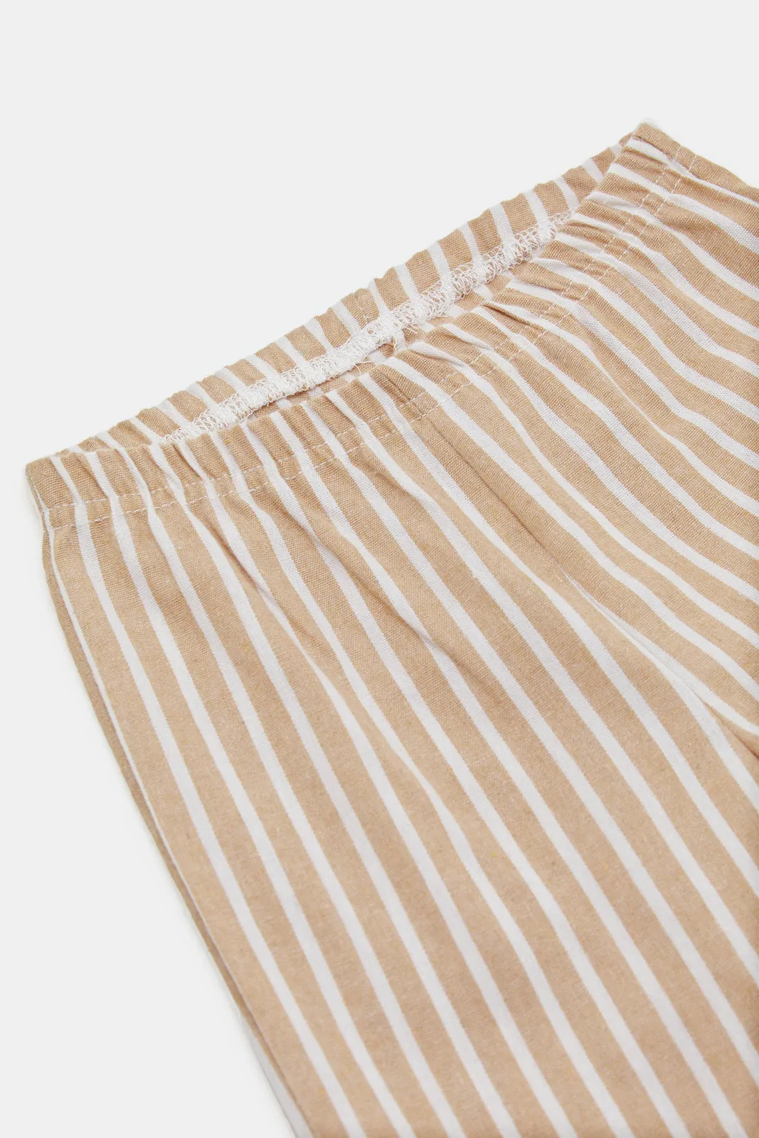 Infant Boys Beige Striped Pyjama Set (2 Piece)