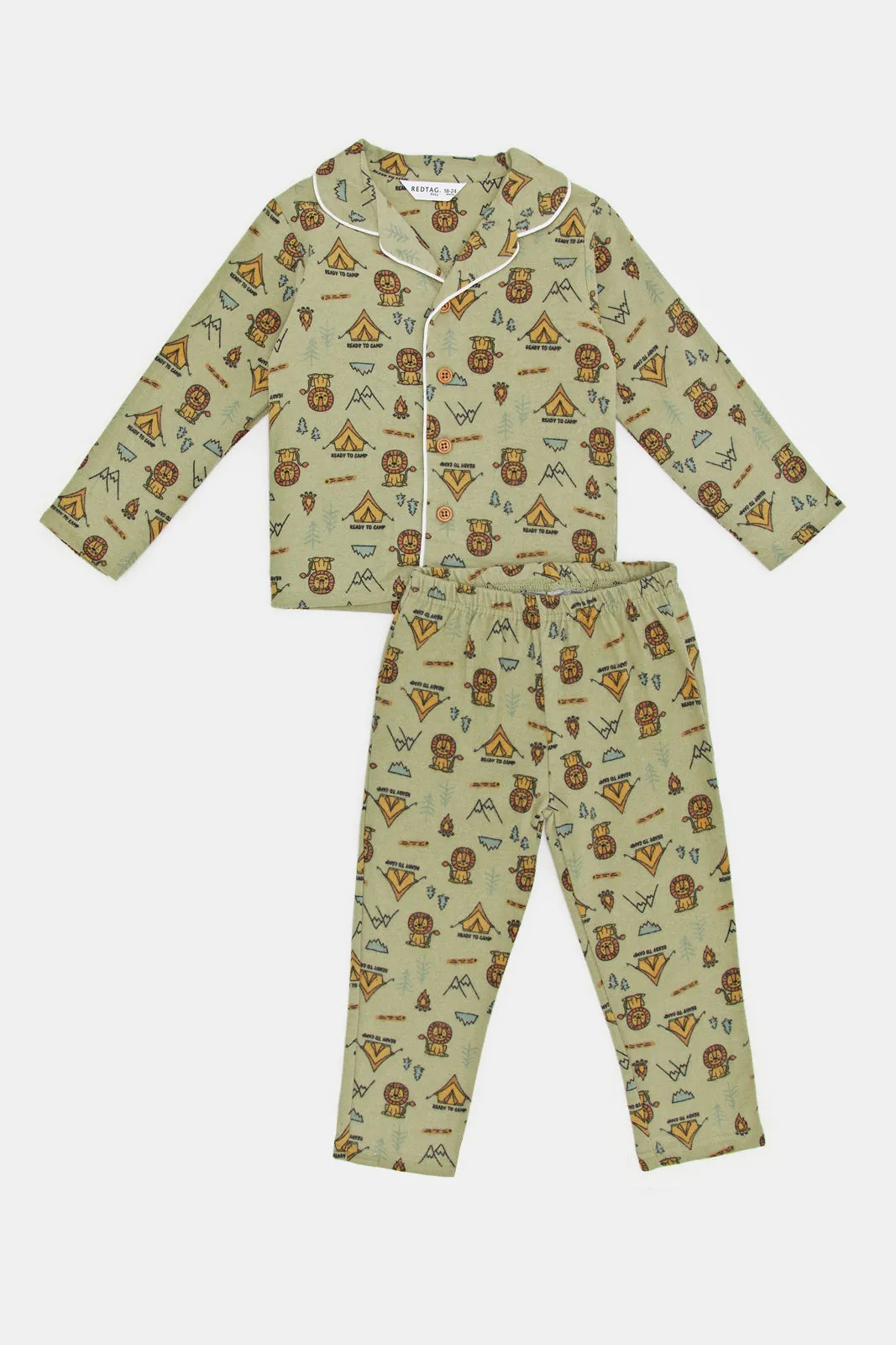 Infant Boys Green Lion Print Pyjama Set (2 Piece)