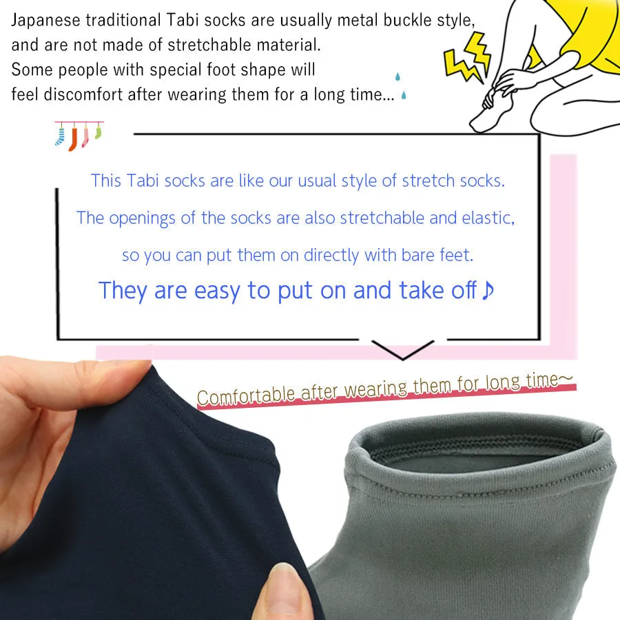 Japanese Kimono Tabi Socks Unisex Split-Toe 3 colors set 8.7"～9.8”