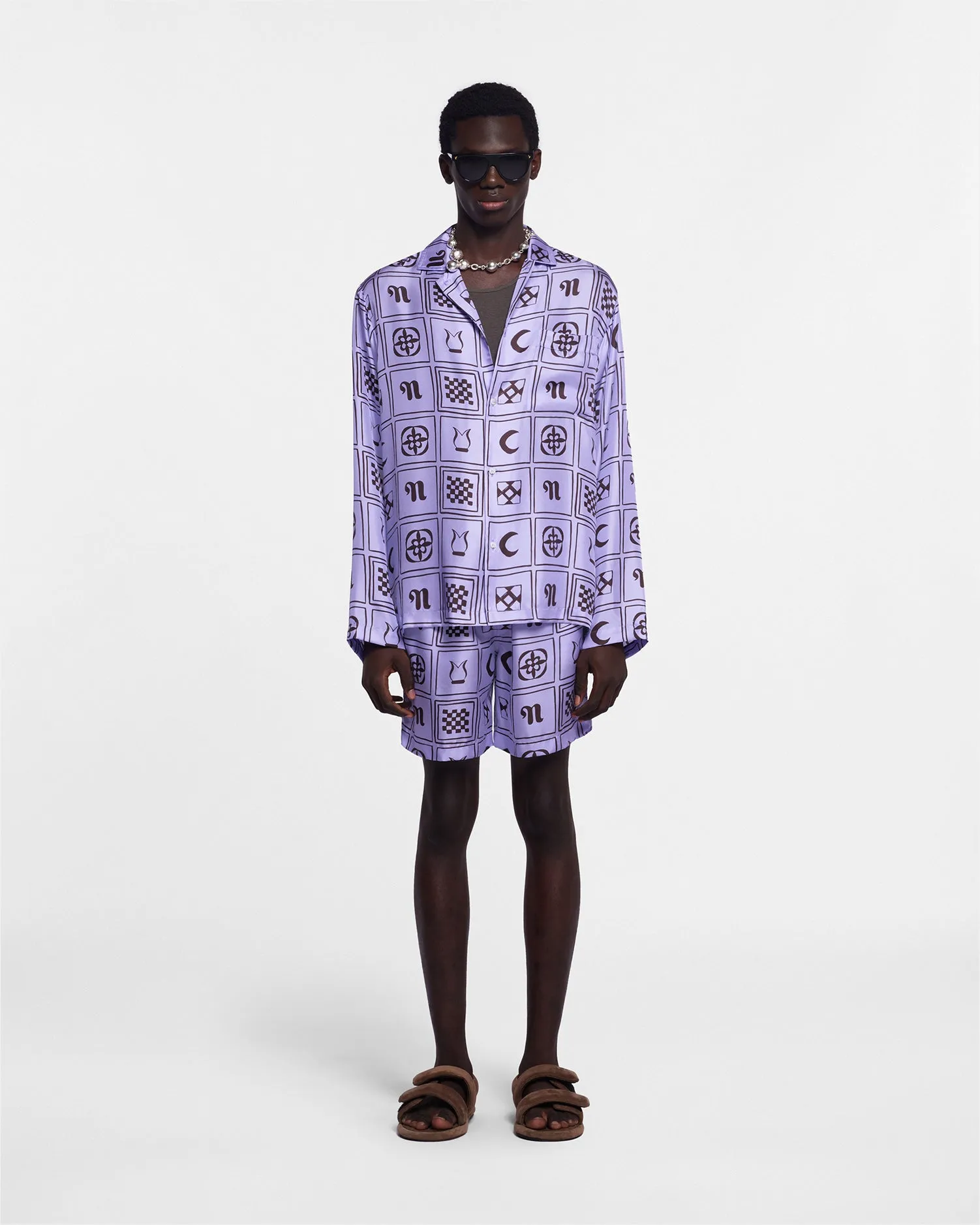 Jelmer - Sale Long-Sleeve Silk-Twill Shirt - Kopjafa Lilac