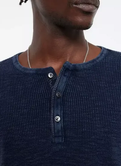 John Varvatos Memphis Waffle Henley, Navy