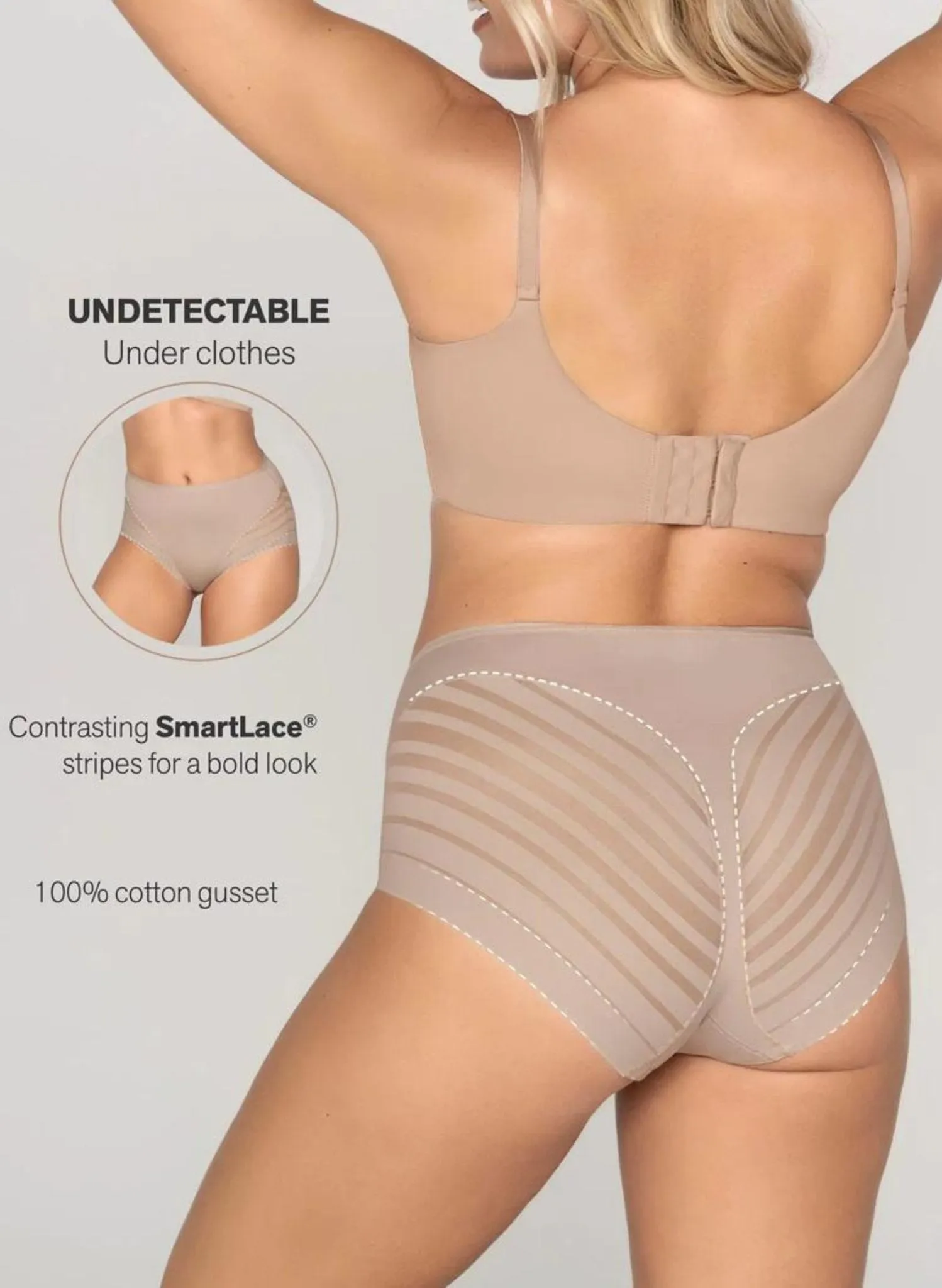 Lace Stripe Undetectable Classic Shaper Panty - Black