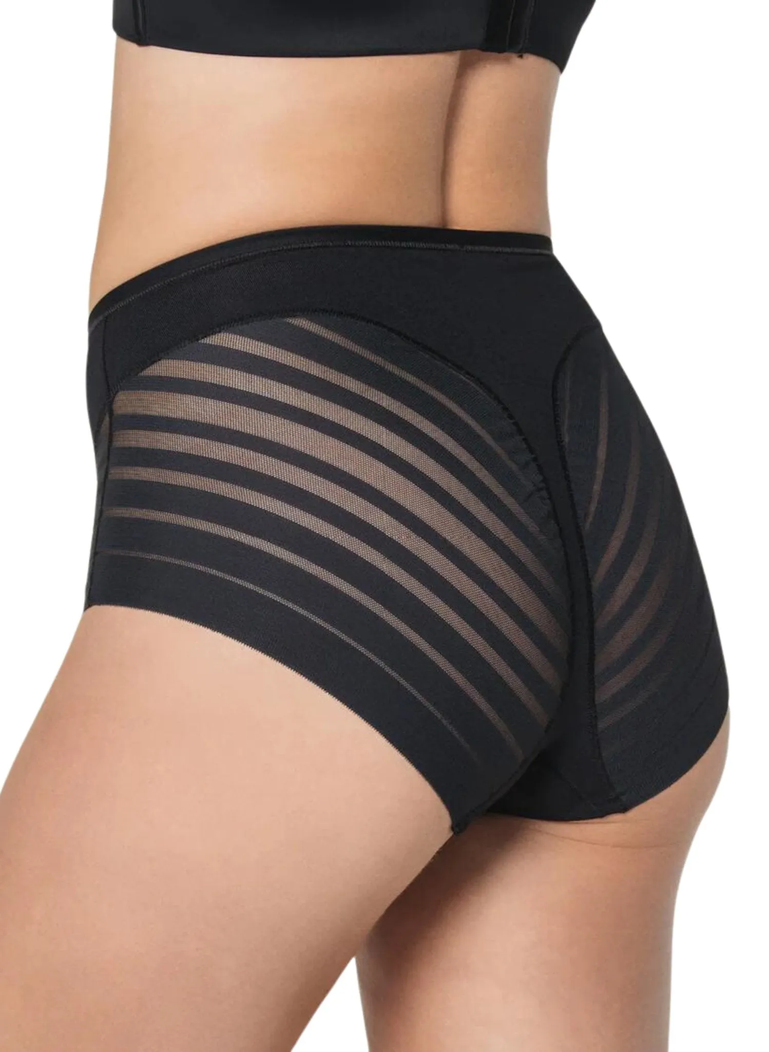 Lace Stripe Undetectable Classic Shaper Panty - Black