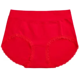 Ladies Trim Lace Design Seamless Wide Waist Panties