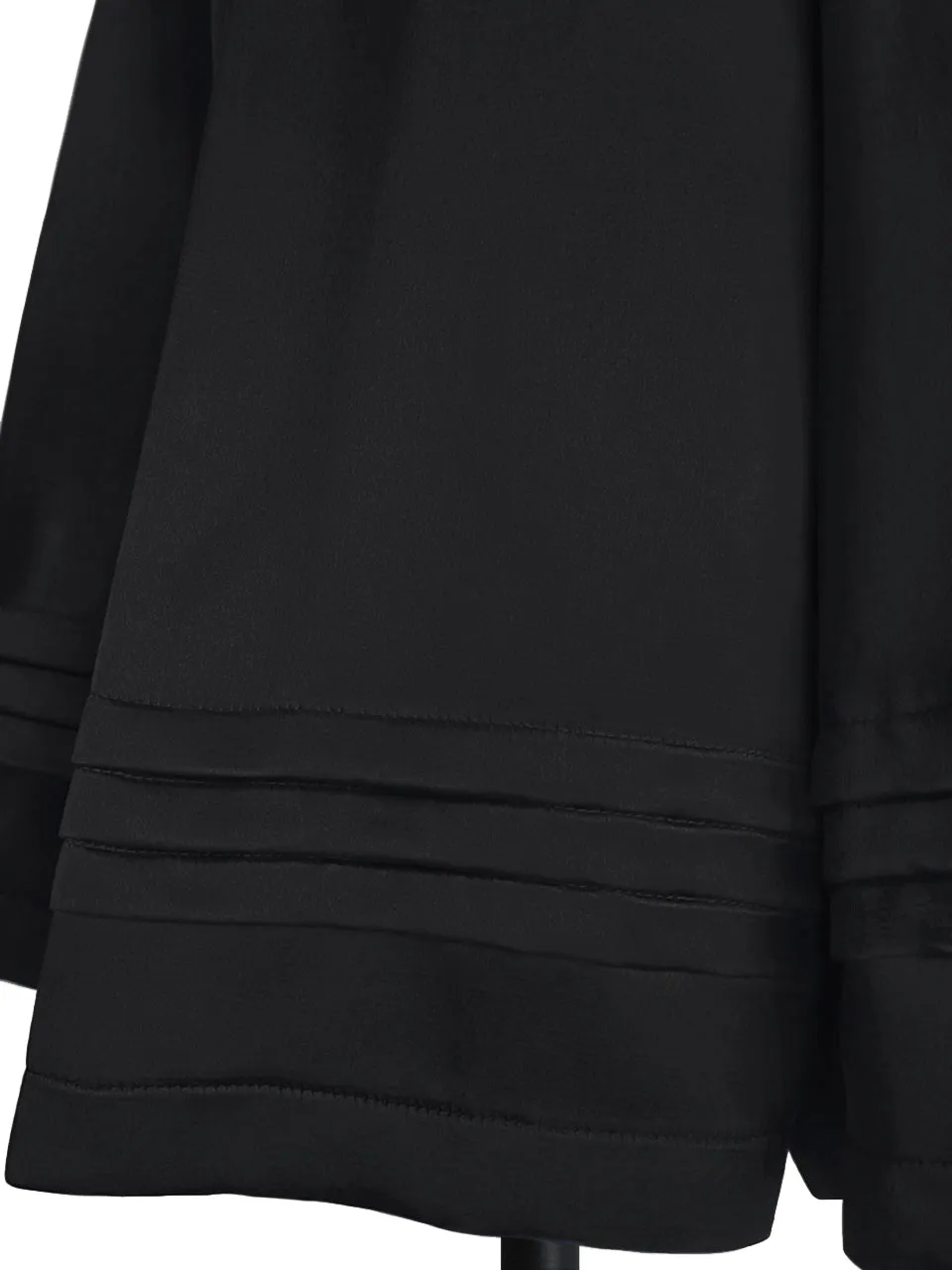 Last Chance! Lustrous Black Removable Bow Belt Tiered A-line Silky Skort