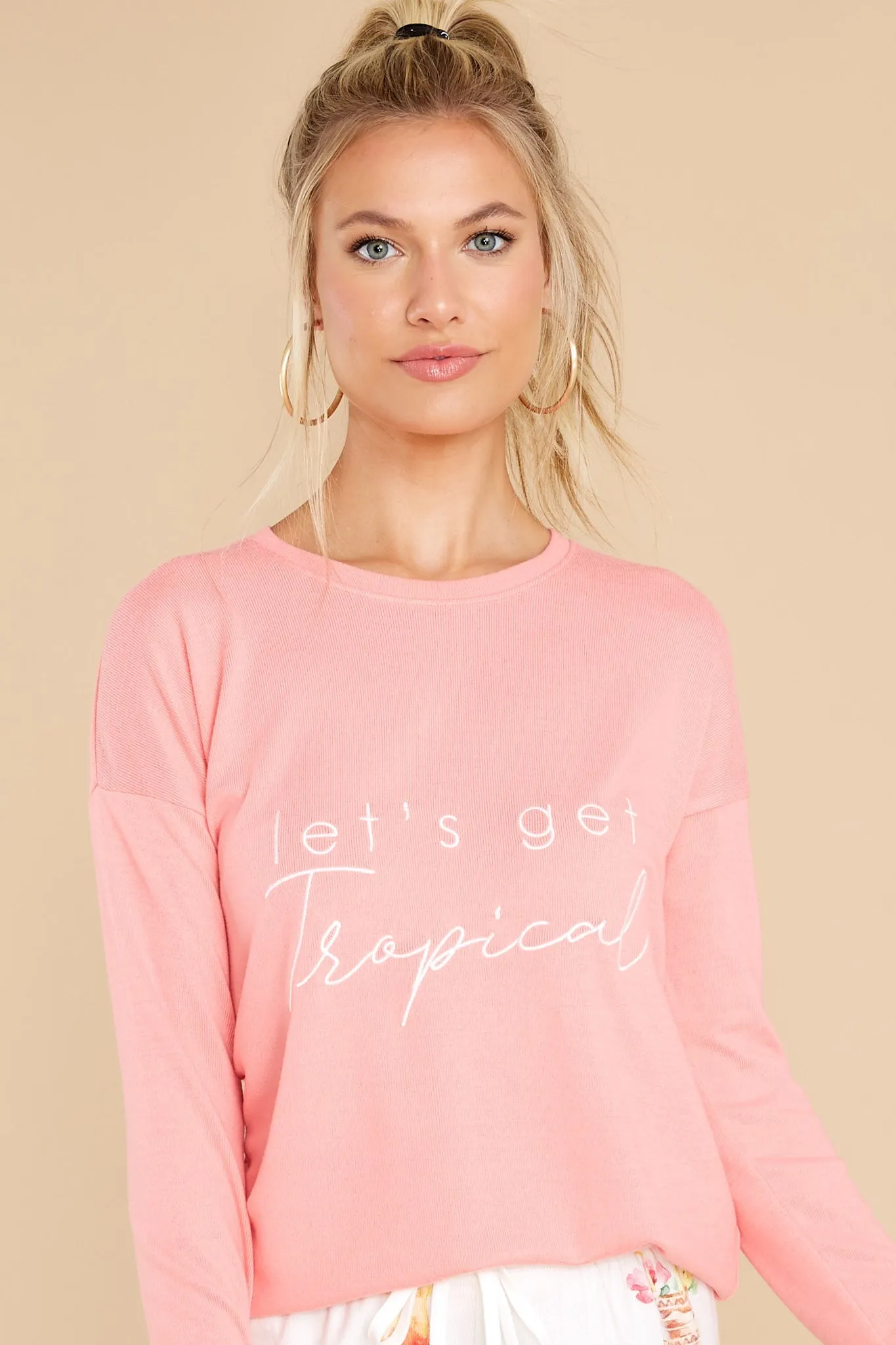 Let's Get Tropical Coral Long Sleeve Top