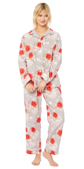 Long Sleeve Classic Pajama Set - Kiku Flower Blossom Print