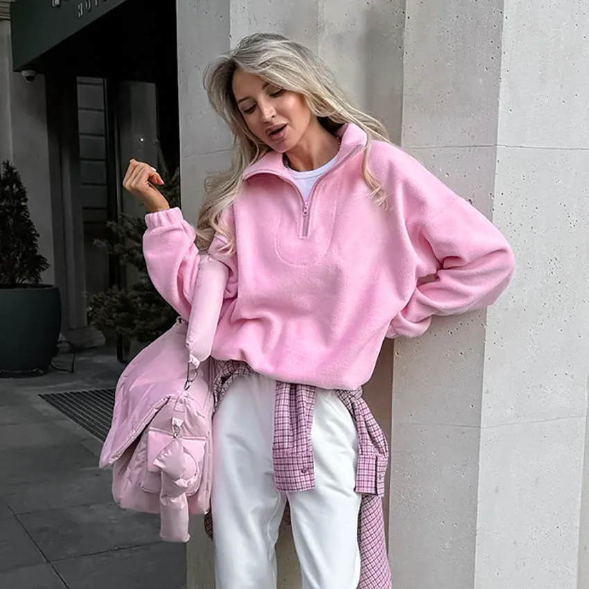 Loose Pullover Fleece Women's Coat - PLEASE REFER TO SIZE CHART FOR CORRECT MEASUREMENTS