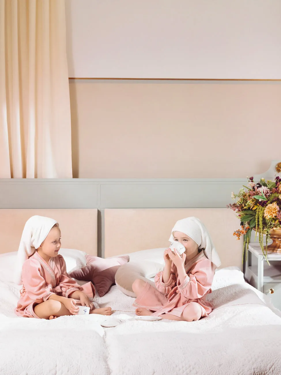 LUCINE - GIRLS DRESSING GOWN IN DUSTY PINK