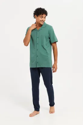 Men Green Pyjama Set (2 Piece)