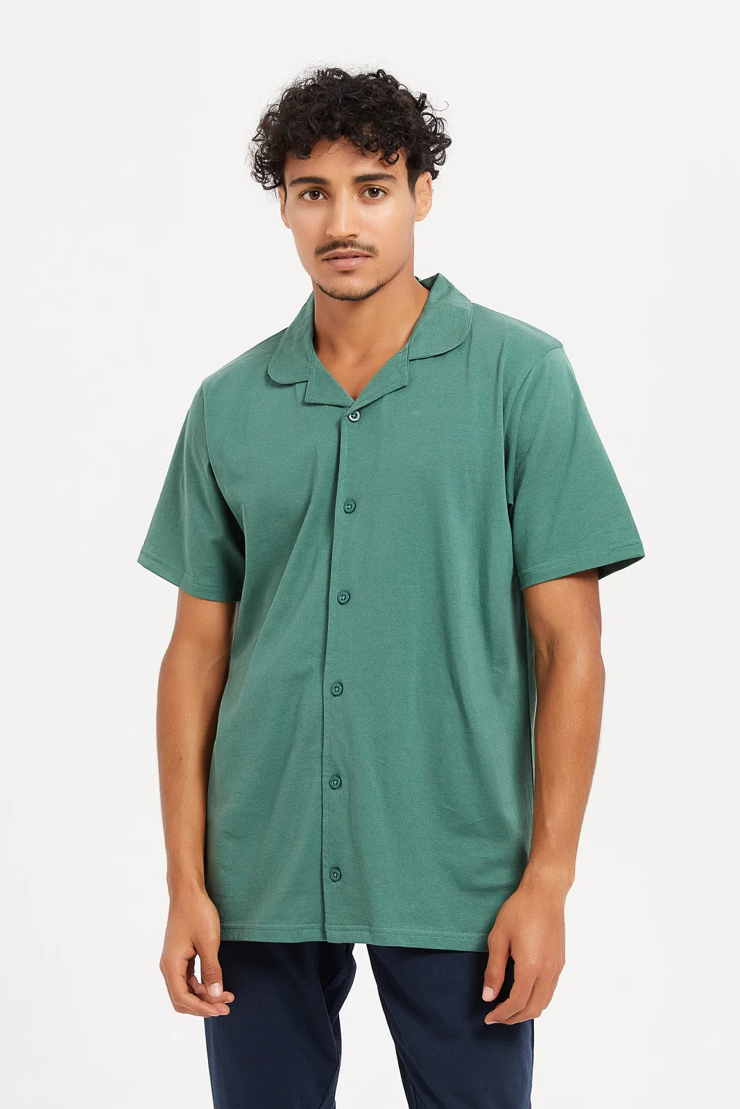 Men Green Pyjama Set (2 Piece)