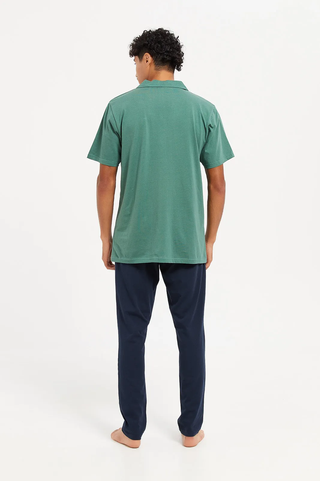 Men Green Pyjama Set (2 Piece)